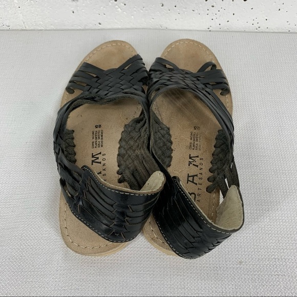 BAM Artesanos size 8 (Mexico 25) Handmade Black Leather Sandals - Picture 4 of 9